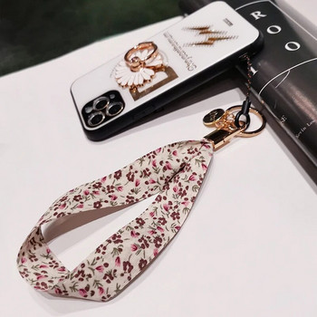 Къса копринена каишка за ремък за телефон с щампа на цветя за iphone redmi samsung Камера Лична карта за мобилен телефон Връв за висящо въже