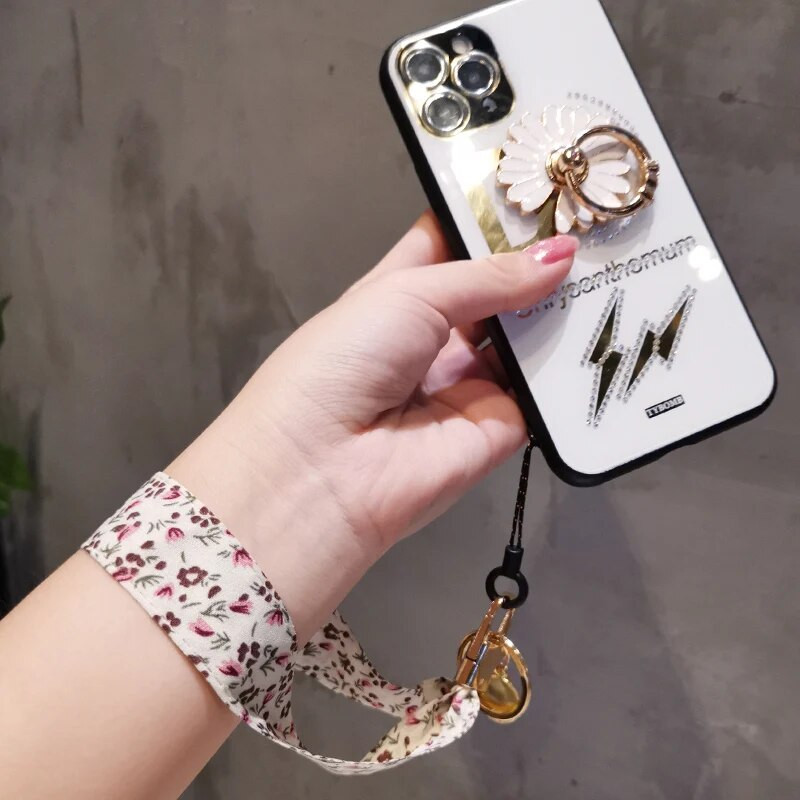 Kratki cvjetni print Svileni remen za telefonsku vrpcu za iphone redmi samsung Kamera Mobitel Identifikacijska kartica Konop za vješanje