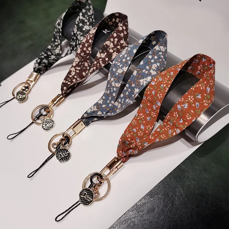 Kratki cvjetni print Svileni remen za telefonsku vrpcu za iphone redmi samsung Kamera Mobitel Identifikacijska kartica Konop za vješanje