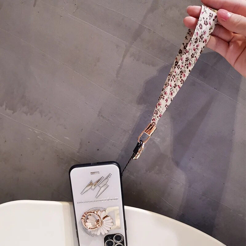 Kratki cvjetni print Svileni remen za telefonsku vrpcu za iphone redmi samsung Kamera Mobitel Identifikacijska kartica Konop za vješanje
