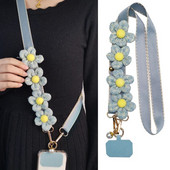 Velveta platjoslas sub bezkakla maza ziedu plecu kakla siksna samta kulons apvalks universāls klipu ķēde mobilā tālruņa aukla