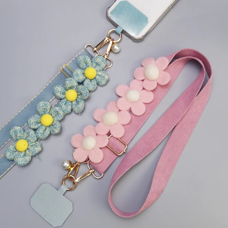 Velveta platjoslas sub bezkakla maza ziedu plecu kakla siksna samta kulons apvalks universāls klipu ķēde mobilā tālruņa aukla