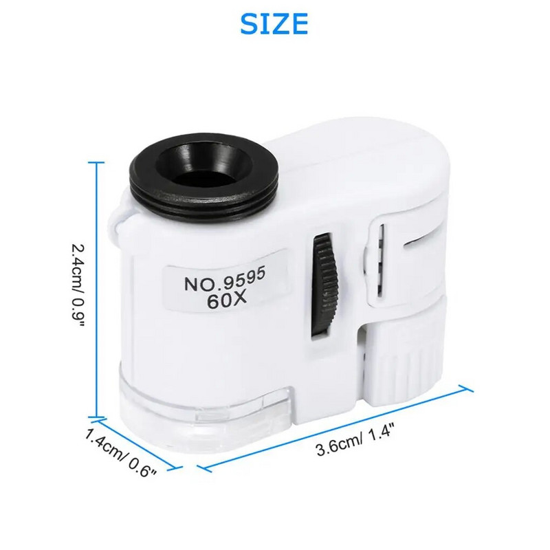 60X mobilā tālruņa mikroskops, piespraužams augstas izšķirtspējas platleņķa palielināms stikls, mobilo tālruņu regulēts kabatas palielinātājs