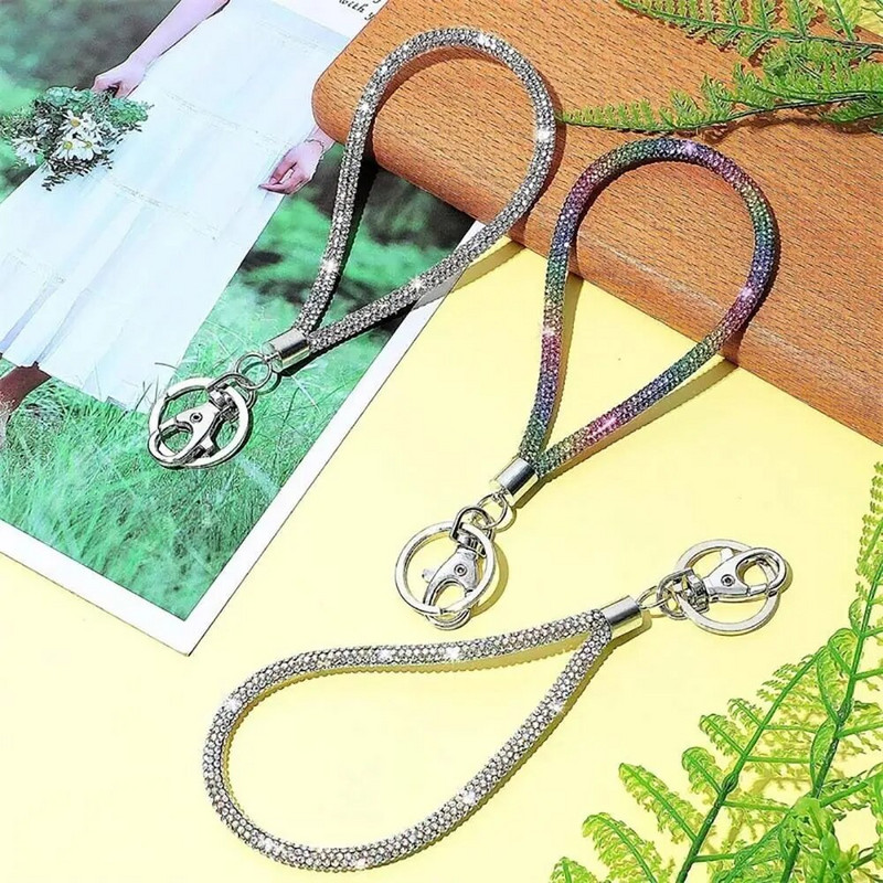 Kristalna vrpca s metalnom kopčom i privjeskom za ključeve Vrpce za značku oko vrata s vještačkim kamenčićima za žene Traka za osobne iskaznice i ključeve Izdržljiva