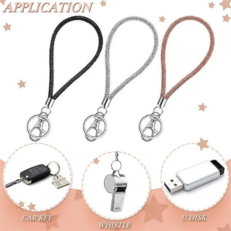 Kristalna vrpca s metalnom kopčom i privjeskom za ključeve Vrpce za značku oko vrata s vještačkim kamenčićima za žene Traka za osobne iskaznice i ključeve Izdržljiva