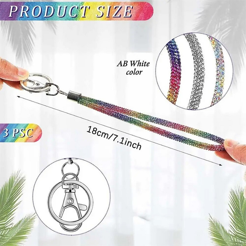 Kristalna vrpca s metalnom kopčom i privjeskom za ključeve Vrpce za značku oko vrata s vještačkim kamenčićima za žene Traka za osobne iskaznice i ključeve Izdržljiva