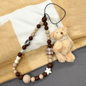 Korejiešu 3D jauka zvaigzne, brūna fāzēm tālruņa ķēde plīša lāča kulons sievietēm, aukla iPhone CCD kamerai, pret pazaudēšanu pakarināma virve