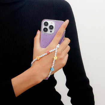 Μοντέρνες αλυσίδες τηλεφώνου Pearl Γυναικείες ιμάντες κινητού με χάντρες κερασιές Τηλεφωνικό κορδόνι Τηλεφωνική θήκη Charms Αξεσουάρ τσάντα μπρελόκ