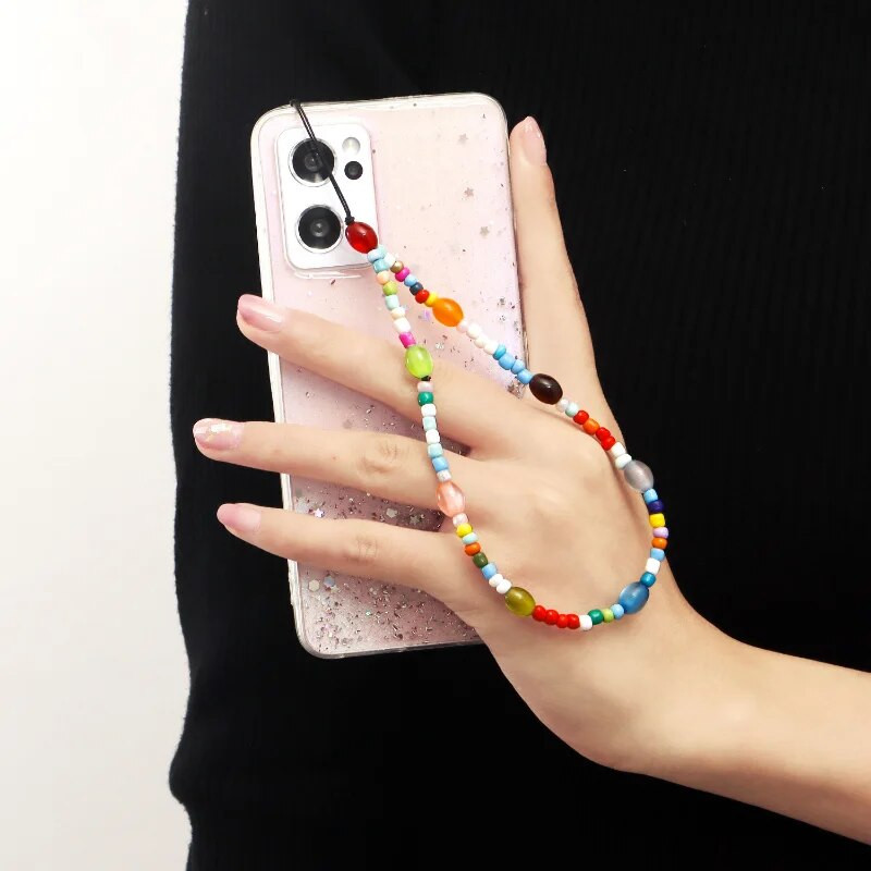 Modernas pērļu tālruņu ķēdes sievietēm ar ķiršu krellēm