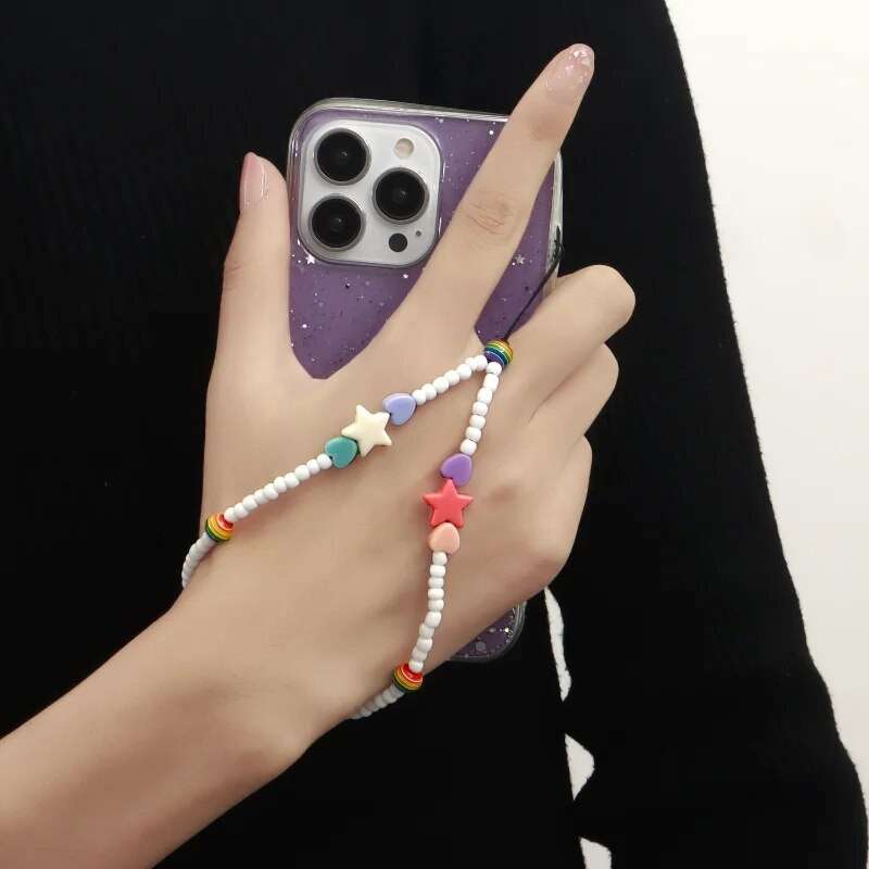 Modernas pērļu tālruņu ķēdes sievietēm ar ķiršu krellēm