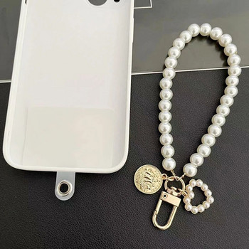 Къс перлен ремък Модна висулка с кристали Висулка Връзка за мобилен телефон Ръчно тъкана каишка за китка Заден калъф Анти-загубен ремък
