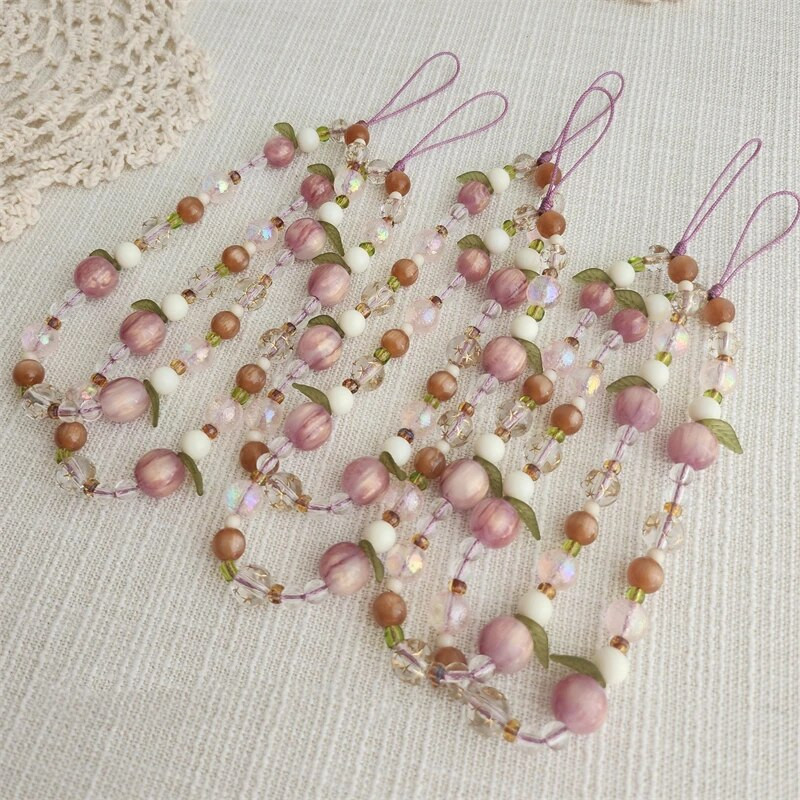 INS 3D plūmju jauka tālruņa ķēde, lapas kulons ar pērlītēm, tālruņa aukla iPhone 15 aksesuāriem. Tālruņa pakarināšanas virve sievietēm Rotaslietas