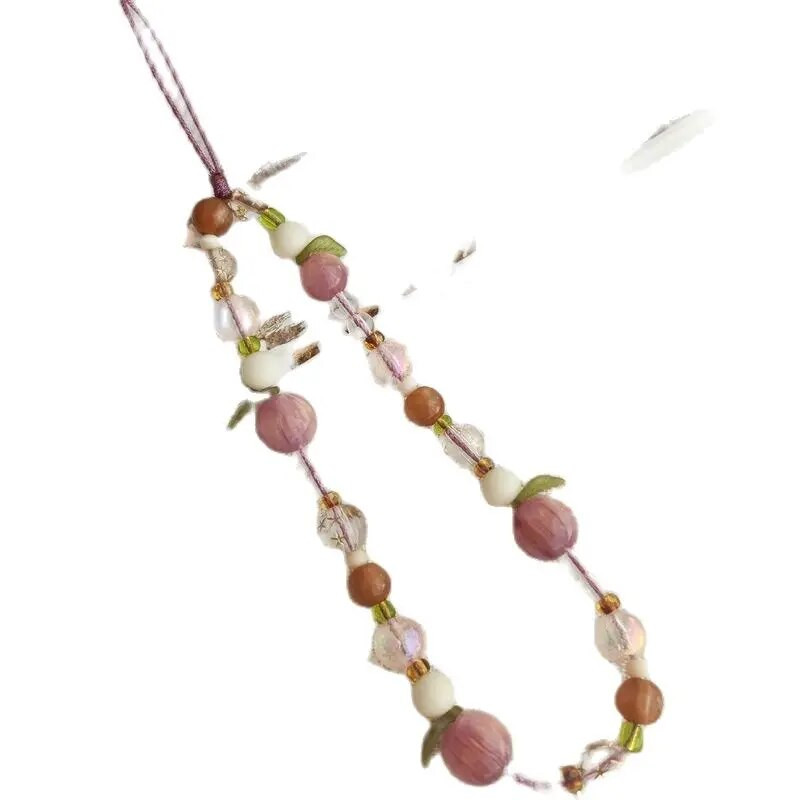 INS 3D plūmju jauka tālruņa ķēde, lapas kulons ar pērlītēm, tālruņa aukla iPhone 15 aksesuāriem. Tālruņa pakarināšanas virve sievietēm Rotaslietas