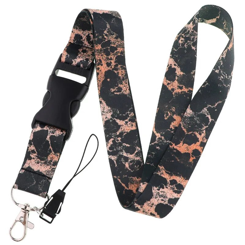 Marmora graudu apdrukāta atslēgu piekariņa aukla atslēgām Kakla siksniņa USB ID kartes turētājs emblēma Atslēgas piekares virve Mobilā tālruņa piederumi