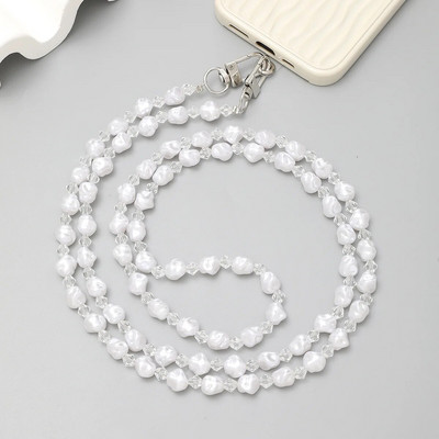 Jauna ABS Pearl Crossbody kaklarota aukla 120cm soma ķēde Fashion Ins Korea iPhone 14Promax Bead roku darbs ar slīdēšanas karti