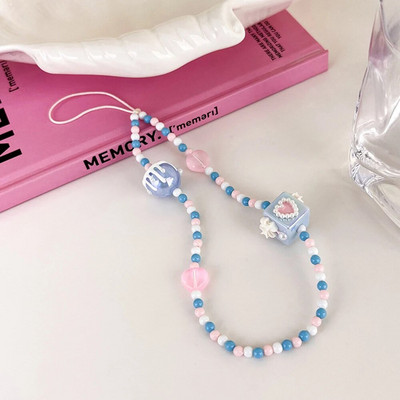 Salda, jauka tulpju ziedi ar pērlītēm mobilā telefona piekariņa siksniņa sievietēm Modes tālruņa ķēde pret pazaudēšanu štrope rotaslietas telefona kulons