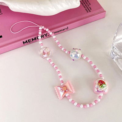 Salda, jauka tulpju ziedi ar pērlītēm mobilā telefona piekariņa siksniņa sievietēm Modes tālruņa ķēde pret pazaudēšanu štrope rotaslietas telefona kulons