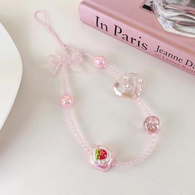 Salda, jauka tulpju ziedi ar pērlītēm mobilā telefona piekariņa siksniņa sievietēm Modes tālruņa ķēde pret pazaudēšanu štrope rotaslietas telefona kulons