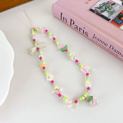 Salda, jauka tulpju ziedi ar pērlītēm mobilā telefona piekariņa siksniņa sievietēm Modes tālruņa ķēde pret pazaudēšanu štrope rotaslietas telefona kulons