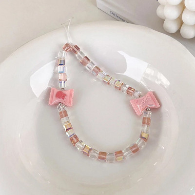 Salda, jauka tulpju ziedi ar pērlītēm mobilā telefona piekariņa siksniņa sievietēm Modes tālruņa ķēde pret pazaudēšanu štrope rotaslietas telefona kulons