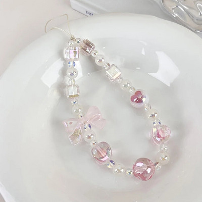 Salda, jauka tulpju ziedi ar pērlītēm mobilā telefona piekariņa siksniņa sievietēm Modes tālruņa ķēde pret pazaudēšanu štrope rotaslietas telefona kulons