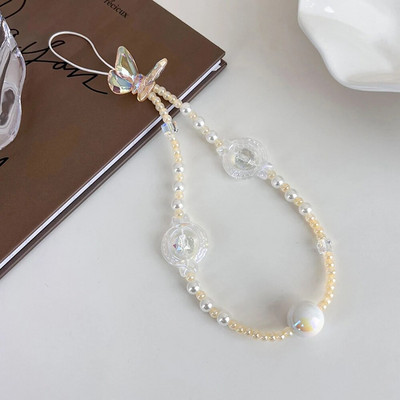 Salda, jauka tulpju ziedi ar pērlītēm mobilā telefona piekariņa siksniņa sievietēm Modes tālruņa ķēde pret pazaudēšanu štrope rotaslietas telefona kulons