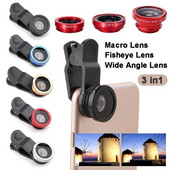3 σε 1 ευρυγώνιος φακός μακροφθαλμών Fish Eye Universal κινητό τηλέφωνο Fisheye φακοί για iPhone Samsung Huawei Xiaomi Redmi Κιτ κάμερας
