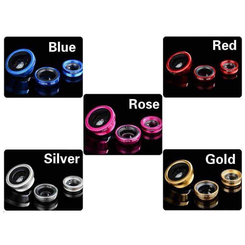 3 viename plataus kampo makro žuvies akies objektyvas Universalus mobiliojo telefono žuvies akies objektyvas, skirtas iPhone Samsung Huawei Xiaomi Redmi fotoaparatų rinkiniai