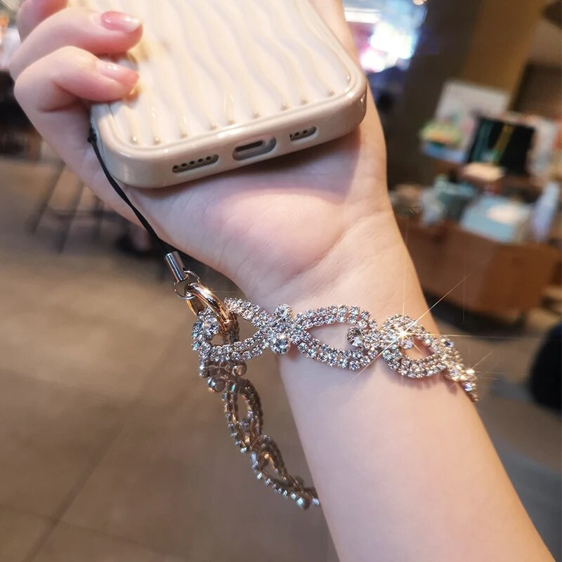 Mobiiltelefonipael Lühike luksuslik kivist rõngas randmepael, õõnestatud kaasaskantav kett universaalne telefoniümbris, kaotsiminekuvastane kaelapael