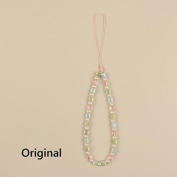 Γνήσιο Clear Coloful Crystal Cute Bead Μπρελόκ λουράκι κινητού τηλεφώνου Charm Strap Sweet girl κορδόνι μενταγιόν για iPhone