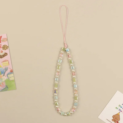 Originaal läbipaistev värviline kristall armas helmes võtmehoidja võtmehoidja rihm mobiiltelefoni võlurihm Sweet Girl kaelapaela ripats iPhone`i jaoks