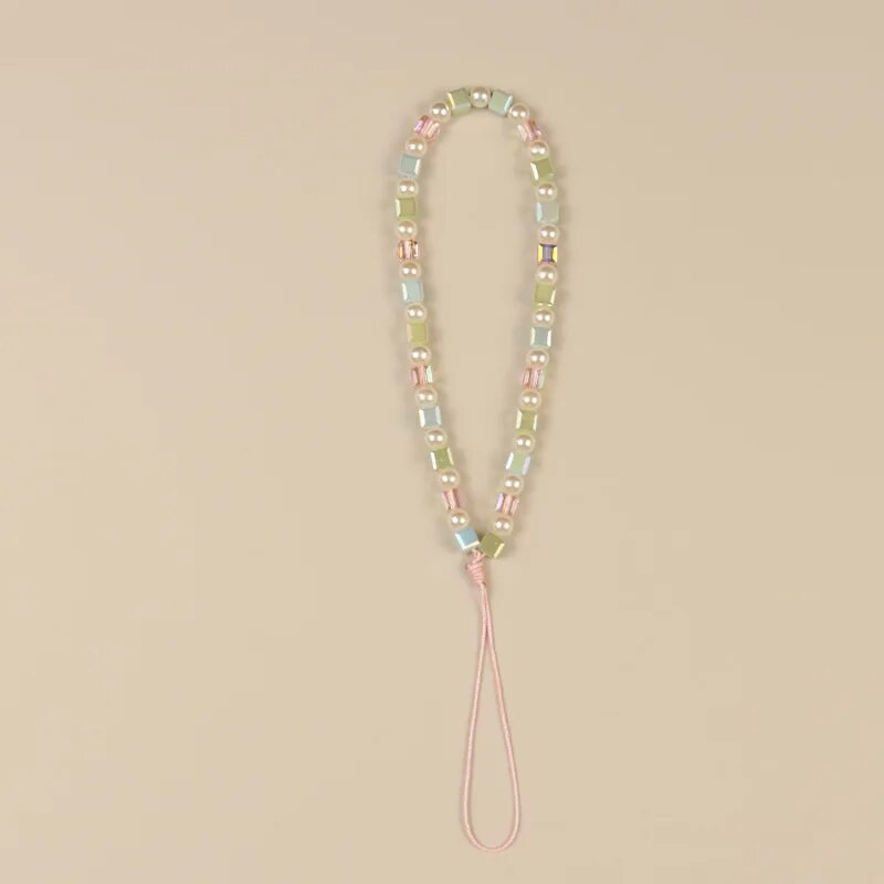 Originaal läbipaistev värviline kristall armas helmes võtmehoidja võtmehoidja rihm mobiiltelefoni võlurihm Sweet Girl kaelapaela ripats iPhone`i jaoks