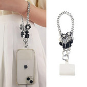 Mobilā tālruņa aukla īsa metāla sieviešu pārnēsājama ķēdes soma Dekoratīva ķēdes poga rotaslietas tālrunis Universāls pret pazaudēšanas štrope