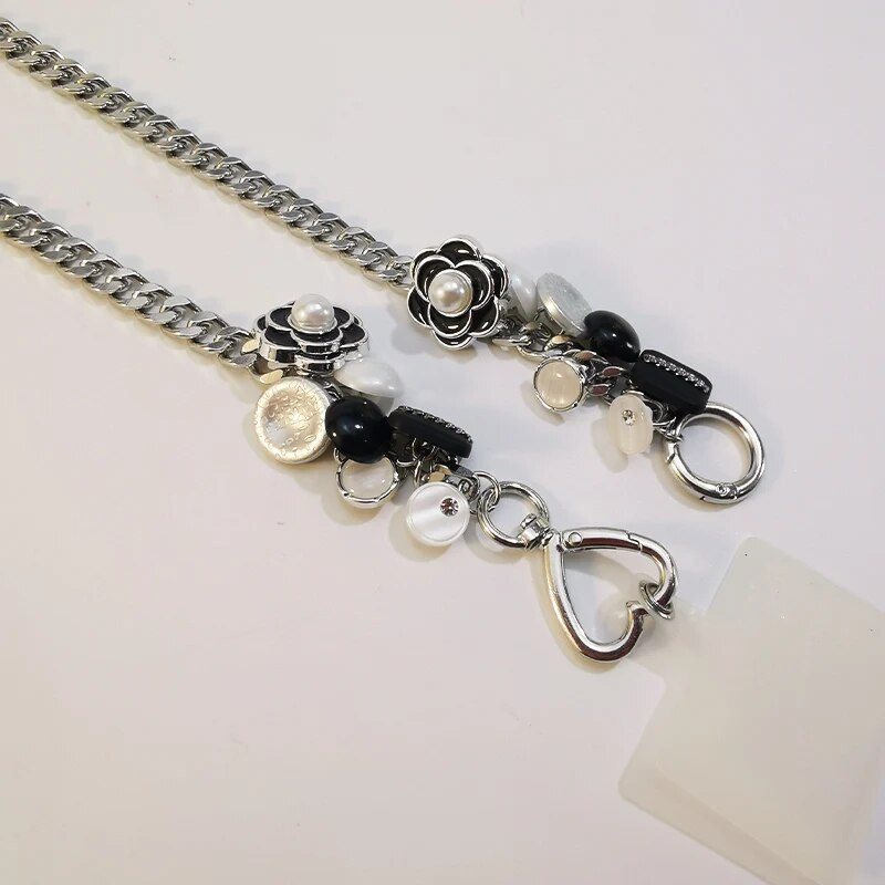 Mobilā tālruņa aukla īsa metāla sieviešu pārnēsājama ķēdes soma Dekoratīva ķēdes poga rotaslietas tālrunis Universāls pret pazaudēšanas štrope