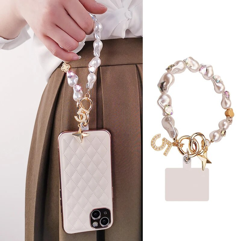 Kristallhelmestega ripatsümbris Universaalne kaotsiminekuvastane kaelapael Värv Love Pearl kaelapael Mobiiltelefonipael Käsipael Käsitsi valmistatud