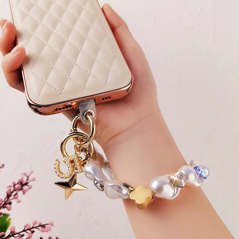 Kristallhelmestega ripatsümbris Universaalne kaotsiminekuvastane kaelapael Värv Love Pearl kaelapael Mobiiltelefonipael Käsipael Käsitsi valmistatud