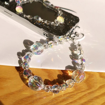 Къса цветна диамантена гривна за китка, луксозна висулка от кристален камък, ремък за мобилен телефон, воден диамантен калъф, калъф против загуба