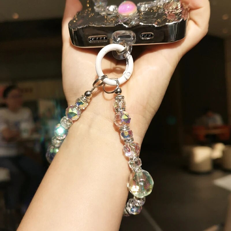 Īsas krāsas dimanta plaukstas rokassprādze Luksusa kristāla akmens kulons mobilā tālruņa aukla Ūdens dimanta kulonu futrālis pret zudumiem