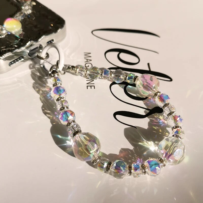 Īsas krāsas dimanta plaukstas rokassprādze Luksusa kristāla akmens kulons mobilā tālruņa aukla Ūdens dimanta kulonu futrālis pret zudumiem