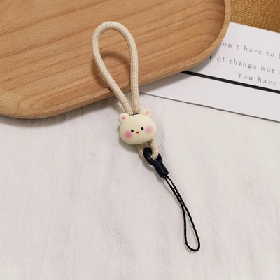 Bež privjesak medvjed boje marelice Privjesak protiv pada Kratki stilski prsten, kopča, privjesak, slatkiš, cvijet, remen za prste, uže za mobitel