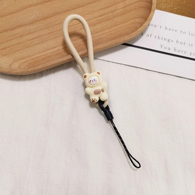 Bež privjesak medvjed boje marelice Privjesak protiv pada Kratki stilski prsten, kopča, privjesak, slatkiš, cvijet, remen za prste, uže za mobitel