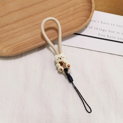 Bež privjesak medvjed boje marelice Privjesak protiv pada Kratki stilski prsten, kopča, privjesak, slatkiš, cvijet, remen za prste, uže za mobitel