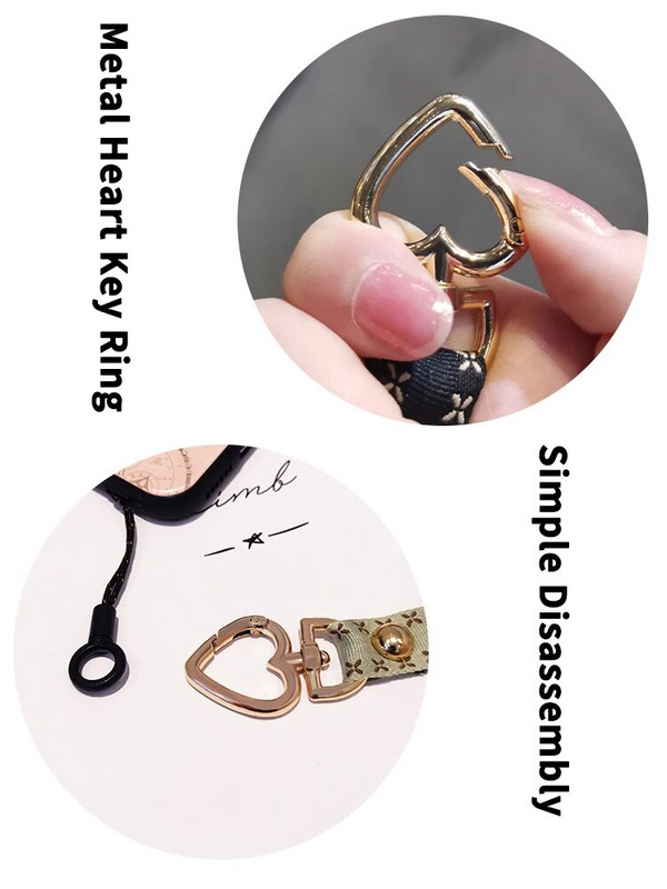 Vienkārša mobilā tālruņa aukla, īsa, sirds formas plaukstas virve pret nozaudēšanu, universāls mobilā tālruņa štrope, aproce, atslēgu piekariņa austiņu futrālis