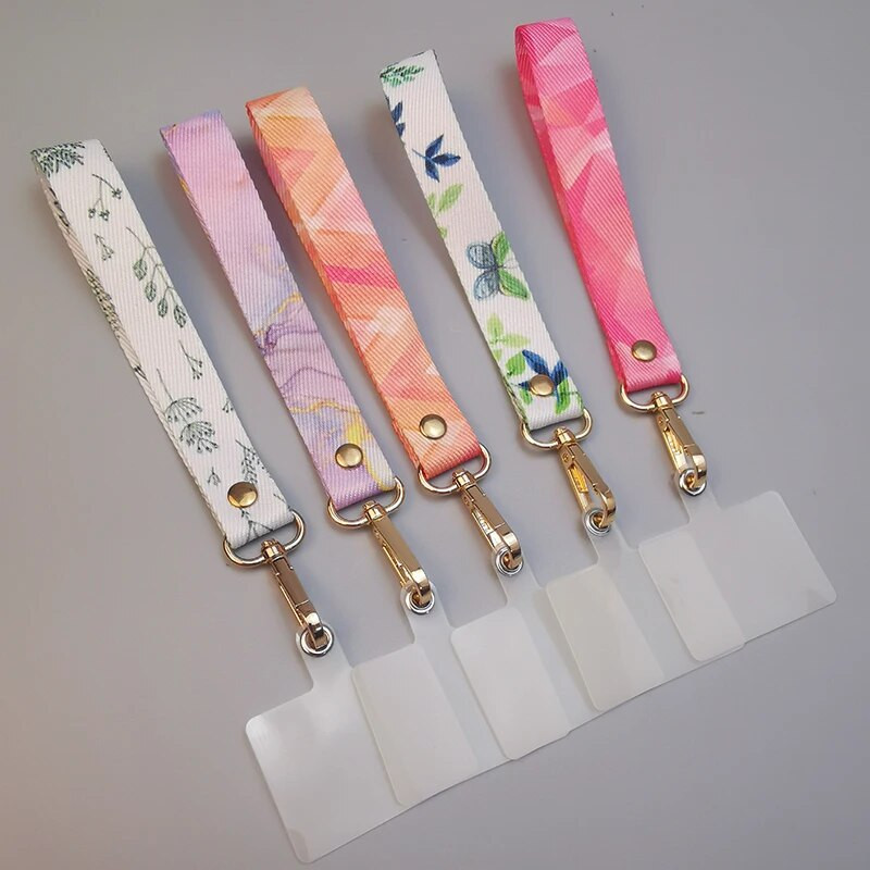 Mobilā tālruņa aukla īsa plaukstas platjoslas zem mobilā tālruņa futrālis Universāls klipsis pret nozaudēšanu, radoša retro raksta aukla