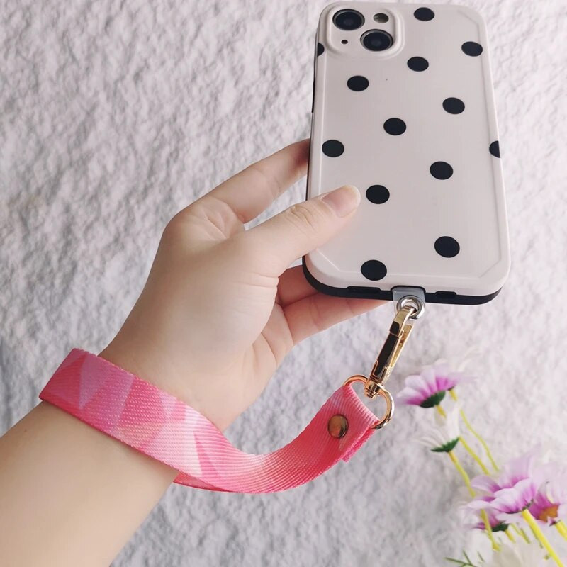 Mobilā tālruņa aukla īsa plaukstas platjoslas zem mobilā tālruņa futrālis Universāls klipsis pret nozaudēšanu, radoša retro raksta aukla