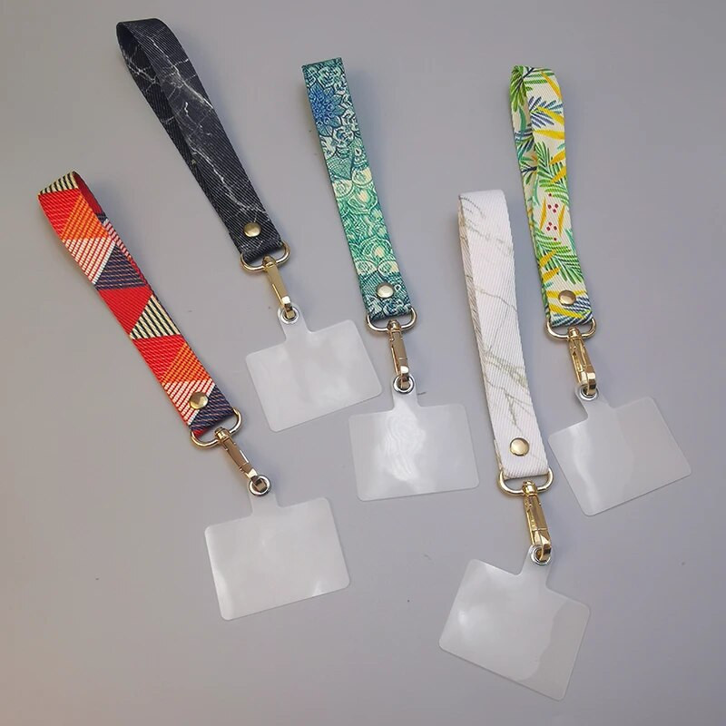 Mobilā tālruņa aukla īsa plaukstas platjoslas zem mobilā tālruņa futrālis Universāls klipsis pret nozaudēšanu, radoša retro raksta aukla