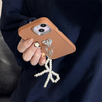 Корейски Y2K Bowknot Beaded Phone Pendant Chain Charm for iPhone Accessories Girl Sweet Star Lanyard Висящо въже Гривна Каишка