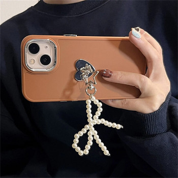Корейски Y2K Bowknot Beaded Phone Pendant Chain Charm for iPhone Accessories Girl Sweet Star Lanyard Висящо въже Гривна Каишка