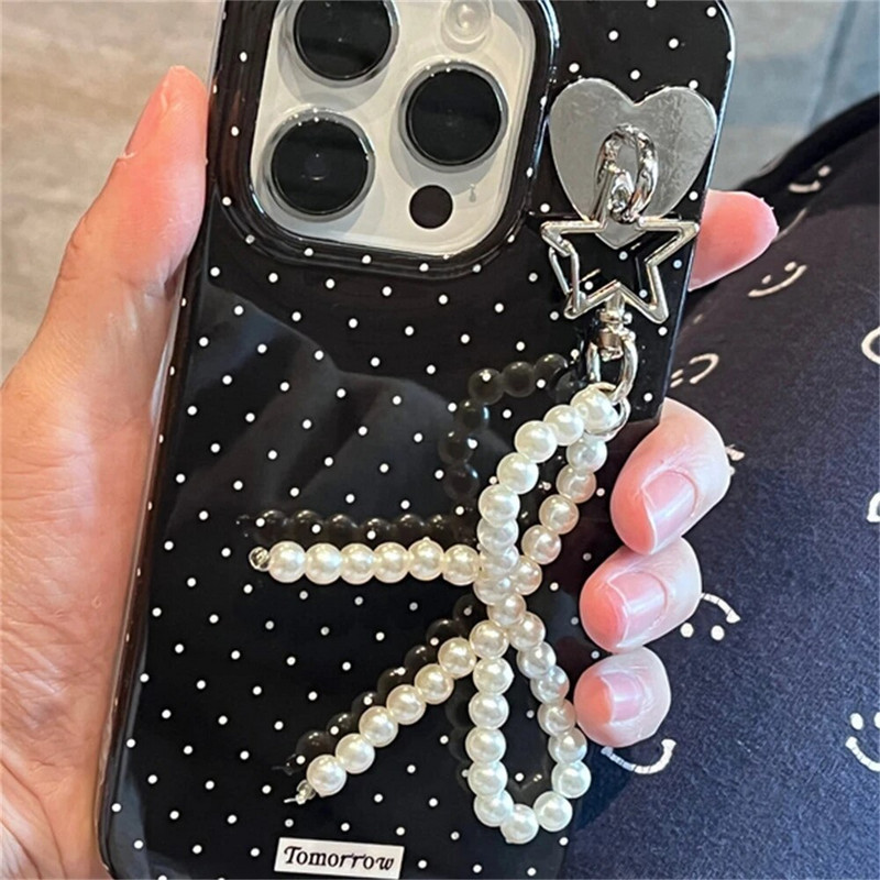 Korejski Y2K Bowknot Bowknot Beaded Telefon Privjesak Lanac Šarm za iPhone Dodaci Djevojka Sweet Star Lanyard Viseći konop Narukvica Remen