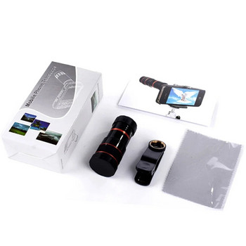 Clip-on φακός μαύρο κέλυφος 8x κάμερας κινητού τηλεφώνου Ρυθμιζόμενος φακός εστιακού μήκους Υψηλή μεγέθυνση για παρακολούθηση συναυλιών διαγωνισμών
